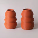 Dupla De Vasos Ondas Texturizado Terracota
